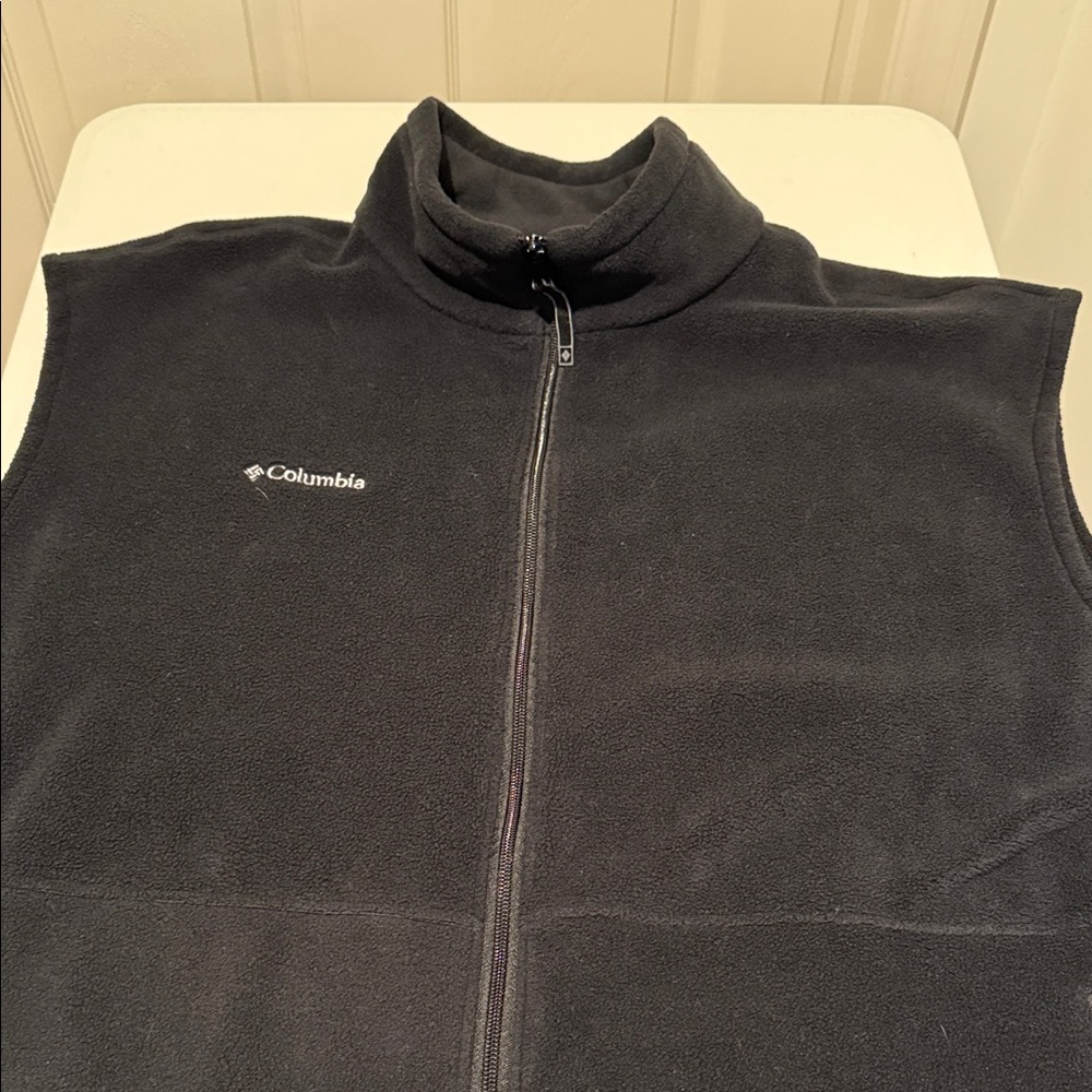 Columbia 3XLT TallMan Dk Blk Fleece Full Zip Up High Collar Outdoor Durable Vest - Picture 4 of 14